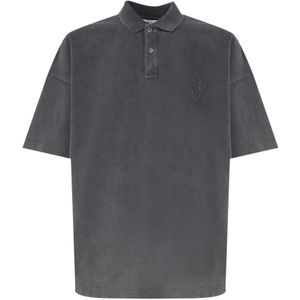 JW Anderson, Grijze Boxy Fit Polo Shirt Grijs, Heren, Maat:S