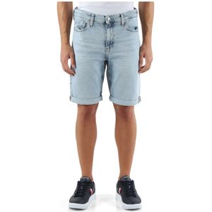 Calvin Klein Jeans, Korte broeken, Heren, Blauw, W34, Katoen, Slim Fit Bermuda Jeans Vijf Zakken