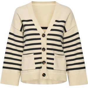 Gestuz, Truien, Dames, Beige, XS, Katoen, Slim Gebreid Cardigan