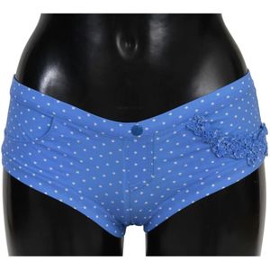 Ermanno Scervino, Ondergoed, Dames, Blauw, M, Nylon, Blauw Gestippeld Bikini Shorts