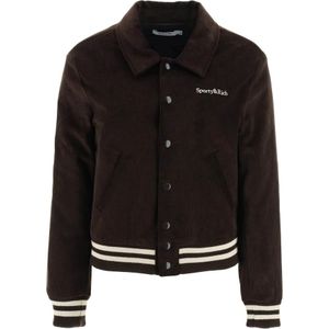 Sporty & Rich, Geborduurde Corduroy Varsity Jack Bruin, Dames, Maat:M