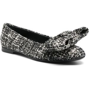 Agl, Schoenen, Dames, Zwart, 38 1/2 EU, Tweed, Zwart & Wit Tweed Ballerina Schoenen