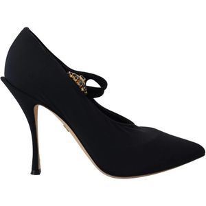 Dolce & Gabbana, Schoenen, Dames, Zwart, 36 EU, Zwarte Kristal Stretch Pumps