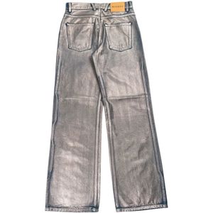 Misbhv, Broeken, Heren, Grijs, W33, Katoen, Zilver gecoate Denim Broek in Katoen