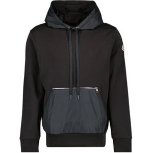 Moncler, Sweatshirts & Hoodies, Heren, Zwart, L, Bi-materiaal Sweatshirt