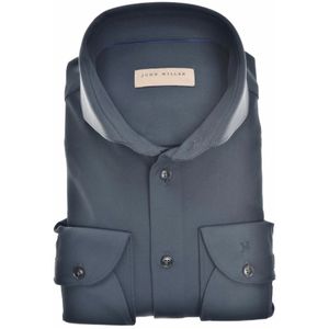 John Miller, Slim Fit Overhemd met Stijlvolle Details Blauw, Heren, Maat:2XS