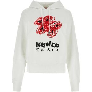 Kenzo, Sweatshirts & Hoodies, Dames, Wit, S, Katoen, Witte katoenen Hoodie - Klassieke stijl
