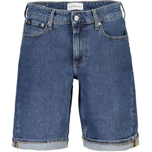 Calvin Klein, Korte broeken, Heren, Blauw, W30, Denim, Blauwe Regular Jeans Shorts met Logo