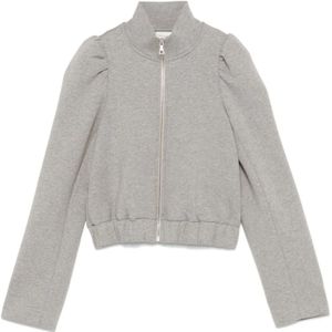 Dries Van Noten, Sweatshirts & Hoodies, Dames, Grijs, M, Heather Grey Puff Sleeve Jack