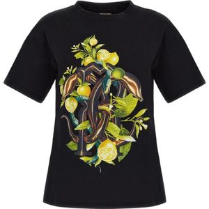 Roberto Cavalli, Zwarte T-shirts en Polos Zwart, Dames, Maat:XS