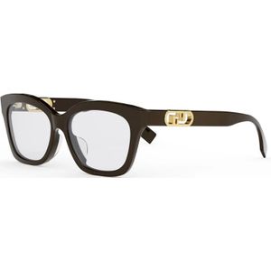 Fendi, Accessoires, unisex, Bruin, ONE Size, Vierkante acetaat zonnebril met gouden FF-logo