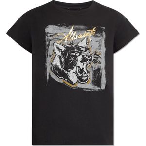 AllSaints, Tops, Dames, Zwart, M, Katoen, ‘Anna’ bedrukt T-shirt