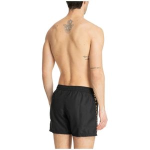 Balmain, Badkleding, Heren, Zwart, M, Polyester, Trekkoord Zwemshorts Effen Logo Zakken