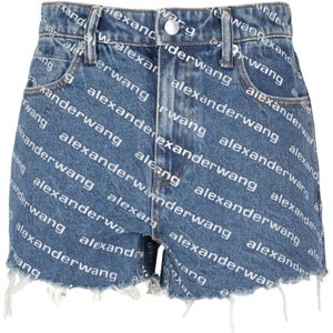 Alexander Wang, Korte broeken, Dames, Blauw, W26, Stijlvolle Bite Shorts