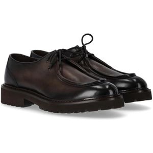 Doucal's, Schoenen, Heren, Bruin, 40 EU, Leer, Donkerbruine Leren Derby Veterschoenen