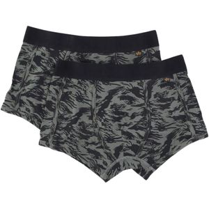 Alpha Industries, Grafische AOP Boxershorts voor Mannen 2 Stuks Grijs, Heren, Maat:XL