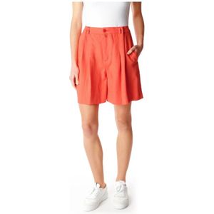 Drykorn, Hoge taille linnen shorts Rood, Dames, Maat:W28