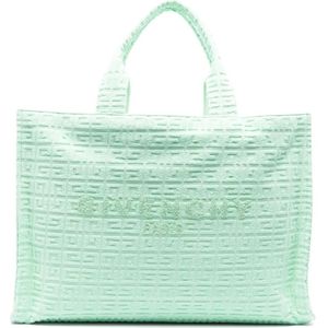 Givenchy, Tassen, Dames, Groen, ONE Size, Katoen, Groene Jacquard Katoenen Tote Tas