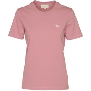 Maison Kitsuné, Tops, Dames, Roze, S, Katoen, Baby Fox Patch T-shirt