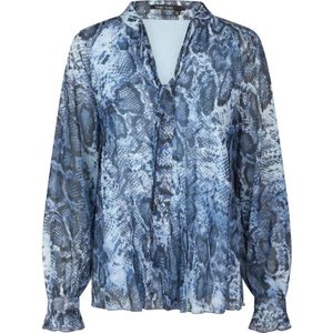 Marc Aurel, Blauw Slangenprint Blouse Shirt Veelkleurig, Dames, Maat:L