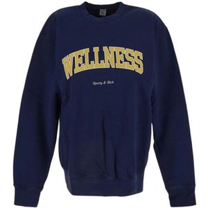 Sporty & Rich, Sweatshirts & Hoodies, Dames, Blauw, S, Blauwe Sweatshirt met Lange Mouwen
