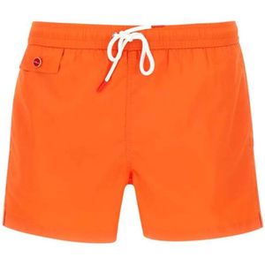 Kiton, Levendige Oranje Heren Zwembroek met Geborduurd Logo Oranje, Heren, Maat:M