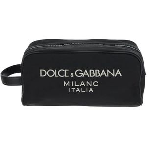Dolce & Gabbana, Tassen, Heren, Zwart, ONE Size, Nylon, Nylon Logo Necessaire Tas