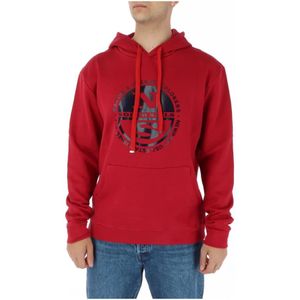 North Sails, Sweatshirts & Hoodies, Heren, Rood, 2Xl, Katoen, Rode Print Sweatshirt met Voorzakken