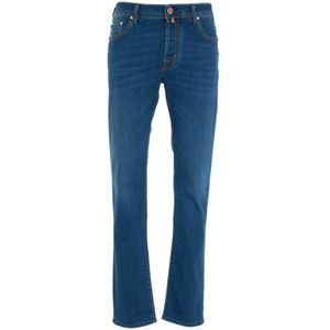 Jacob Cohën, Italiaanse Logo Jeans met Riemlussen Blauw, Heren, Maat:W33