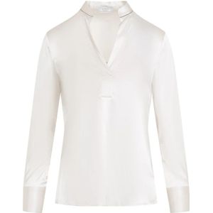 Peserico, Blouses & Shirts, Dames, Wit, 2Xs, Elegante Witte Zijden Blouse