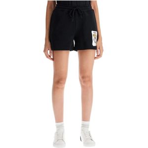 Moschino, Korte broeken, Dames, Zwart, S, Katoen, Teddy Bear Sports Shorts