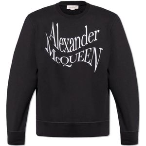 Alexander McQueen, Sweatshirts & Hoodies, Heren, Zwart, L, Katoen, Sweatshirt met logo