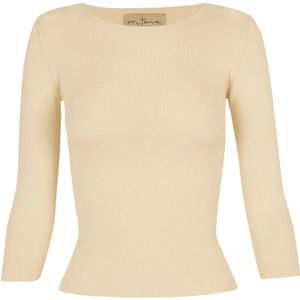 Cortana, Ivoor Lange Mouw Zijde Blend Top Beige, Dames, Maat:M