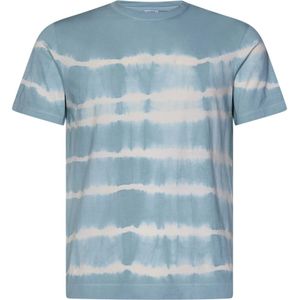 Malo, Gestreepte Tie Dye T-shirts en Polos Blauw, Heren, Maat:M