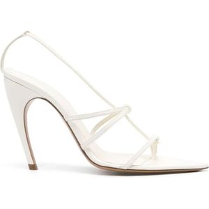 Nensi Dojaka, Off-White Multi-Way Strap Stiletto Hakken Wit, Dames, Maat:37 1/2 EU