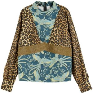 Scotch & Soda, Elegante Groene Top met Lange Mouwen Veelkleurig, Dames, Maat:L