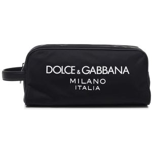 Dolce & Gabbana, Tassen, Heren, Zwart, ONE Size, Leer, Zwarte tassen met bovenritssluiting