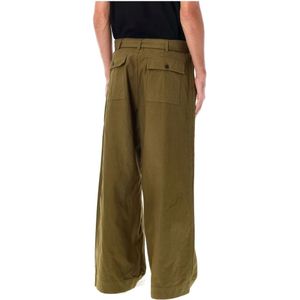 Comme des Garçons, Broeken, Heren, Groen, M, Katoen, Khaki Cargo Broek Wide-Leg Fit