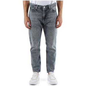 Calvin Klein Jeans, Jeans, Heren, Grijs, W32, Katoen, Cropped Tapered Jeans Vijf Zakken