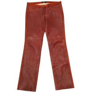 Isabel Marant Pre-owned, Moderne Rode Leren Slim Fit Broek Rood, Dames, Maat:M