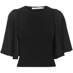Gestuz, Blouses & Shirts, Dames, Zwart, L, Elegant zwart top met korte mouwen