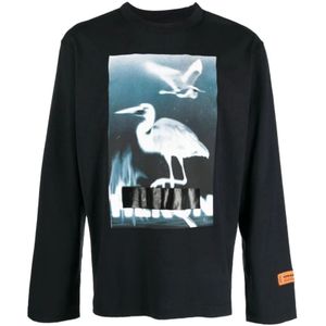 Heron Preston, Sweatshirts & Hoodies, Heren, Zwart, M, Katoen, Gecensureerd Logo Crewneck T-Shirt