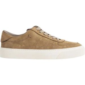 Moncler, Schoenen, Heren, Beige, 41 EU, Leer, Klassieke lichtbruine nubuck leren sneakers