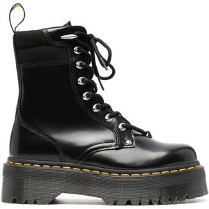 Dr. Martens, Schoenen, Dames, Zwart, 36 EU, Leer, Zwarte Leren Laarzen met Rits en Glanzende Hardware