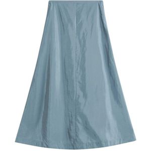 By Malene Birger, Rokken, Dames, Blauw, S, Glanzende A-Lijn Maxi Rok Cool Water