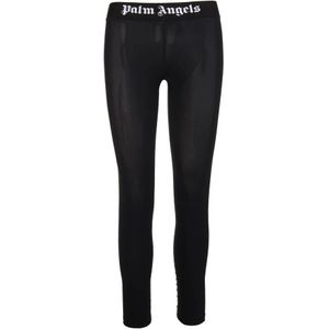 Palm Angels, Broeken, Dames, Zwart, M, Zwarte leggings voor modebewuste vrouwen