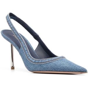 Le Silla, Schoenen, Dames, Blauw, 37 1/2 EU, Denim, Blauwe Denim Slingback Stiletto Hakken