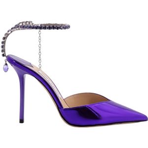 Jimmy Choo, Gelamineerde slingback met strass detail Paars, Dames, Maat:36 EU