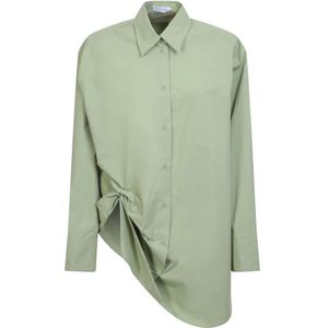 JW Anderson, Blouses & Shirts, Dames, Groen, S, Katoen, Groene Oversized Asymmetrische Shirt