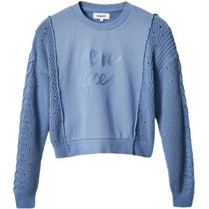Desigual, Sweatshirts & Hoodies, Dames, Blauw, M, Katoen, Sweatshirt